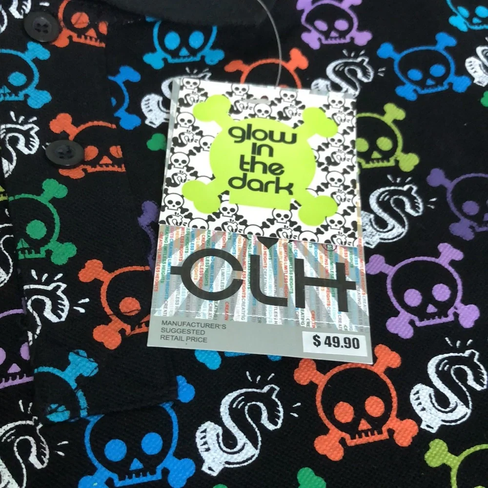 Creating Limitless Heights Skulls/Money Print Polo Glow in the Dark 2XL/3XL